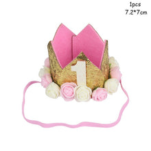 Load image into Gallery viewer, WEIGAO 1/2/3 Happy Birthday Party Caps Decor One Birthday Hat Princess Crown Baby Birthday Headband 1st 2nd 3rd Year Old Decor

