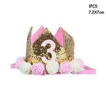 Load image into Gallery viewer, WEIGAO 1/2/3 Happy Birthday Party Caps Decor One Birthday Hat Princess Crown Baby Birthday Headband 1st 2nd 3rd Year Old Decor
