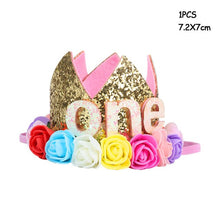 Load image into Gallery viewer, WEIGAO 1/2/3 Happy Birthday Party Caps Decor One Birthday Hat Princess Crown Baby Birthday Headband 1st 2nd 3rd Year Old Decor
