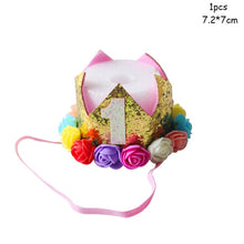 Load image into Gallery viewer, WEIGAO 1/2/3 Happy Birthday Party Caps Decor One Birthday Hat Princess Crown Baby Birthday Headband 1st 2nd 3rd Year Old Decor
