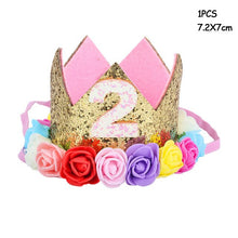 Load image into Gallery viewer, WEIGAO 1/2/3 Happy Birthday Party Caps Decor One Birthday Hat Princess Crown Baby Birthday Headband 1st 2nd 3rd Year Old Decor
