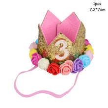 Load image into Gallery viewer, WEIGAO 1/2/3 Happy Birthday Party Caps Decor One Birthday Hat Princess Crown Baby Birthday Headband 1st 2nd 3rd Year Old Decor
