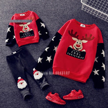 Load image into Gallery viewer, 19colors 2021 New Year Family Christmas Sweaters Xmas Hoodies Pajamas Warm Santa Claus Elk Embroidery Adult Kids Sweatshirt Gift
