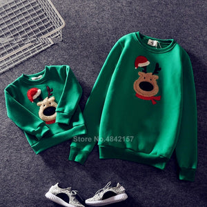 19colors 2021 New Year Family Christmas Sweaters Xmas Hoodies Pajamas Warm Santa Claus Elk Embroidery Adult Kids Sweatshirt Gift