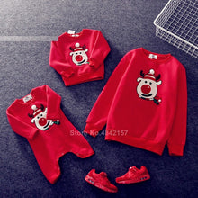 Load image into Gallery viewer, 19colors 2021 New Year Family Christmas Sweaters Xmas Hoodies Pajamas Warm Santa Claus Elk Embroidery Adult Kids Sweatshirt Gift
