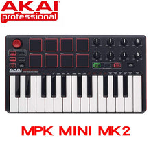 Load image into Gallery viewer, Akai professional MPK Mini MK2 MKII - 25 key ultra portable USB MIDI drum pad and keyboard controller
