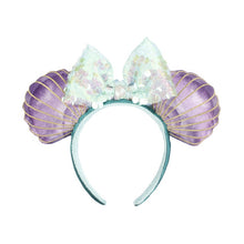 Load image into Gallery viewer, Mermaid princess Minnie Ears Headband Big Sequin Bows EARS COSTUME Headband Cosplay Plush Adult/Kids Headband Gift
