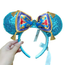 Load image into Gallery viewer, Mermaid princess Minnie Ears Headband Big Sequin Bows EARS COSTUME Headband Cosplay Plush Adult/Kids Headband Gift
