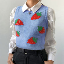 Load image into Gallery viewer, Muyogrt  V Neck Vintage Argyle Sweater Vest Women Black Sleeveless Plaid Knitted Crop Sweaters Casual Autumn Preppy Style
