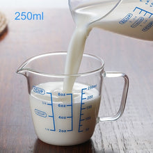 Load image into Gallery viewer, Glass Measuring Cup Heat-resistant Glass Measuring Cup With Scale Milk Cup Microwave Oven Cup Tea Coffee Pitcher Microwave Safe
