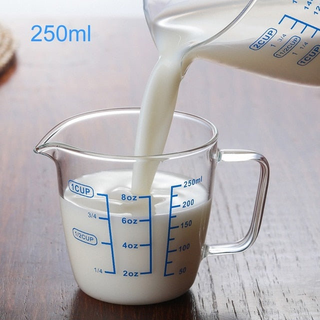 Glass Measuring Cup Heat-resistant Glass Measuring Cup With Scale Milk Cup Microwave Oven Cup Tea Coffee Pitcher Microwave Safe