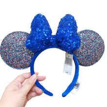 Load image into Gallery viewer, Mermaid princess Minnie Ears Headband Big Sequin Bows EARS COSTUME Headband Cosplay Plush Adult/Kids Headband Gift
