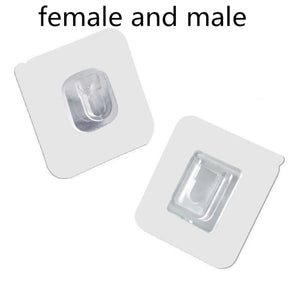 Max 10 pair Double-sided Adhesive Wall Hooks waterproof Multipurpose Transparent Sucker male to female Sucker Wall Hooks