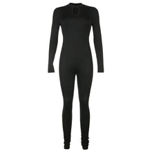 Load image into Gallery viewer, BIIKPIIK Chinese Button Black Hollow Out  Jumpsuits Skinny Casual Jogging Women Jumpsuits Sporty Fitness Workout Overalls
