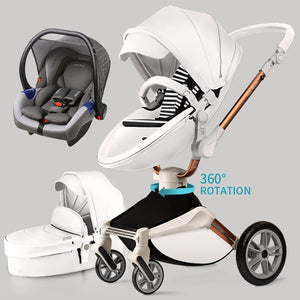 Hot Mom Baby Stroller 3 in 1 travel system with bassinet and car seat，360° Rotation Function children stroller,Luxury Pram F023