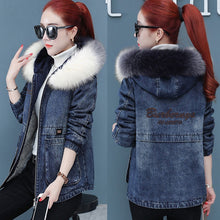 Load image into Gallery viewer, New Women's Denim Jacket Fur Parka Female 2020 Winter Jean Coat Women Jackets Black Denim Coats Woman Outerwear Blue
