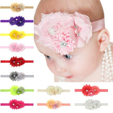 Load image into Gallery viewer, Baby Girl Headband Infant Hair Floral Cloth Tie Bows Newborn Headwear Tiara Headwrap For Birthday Party
