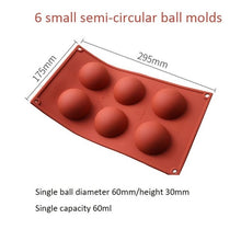 Load image into Gallery viewer, 6/15/24 Hole Large Semi-Circular Hemispherical DIY Food Grade Silicone Cake Mold Chocolate &amp; Sweet Moulds Home Kitchen Tools
