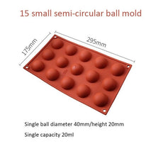 Load image into Gallery viewer, 6/15/24 Hole Large Semi-Circular Hemispherical DIY Food Grade Silicone Cake Mold Chocolate &amp; Sweet Moulds Home Kitchen Tools
