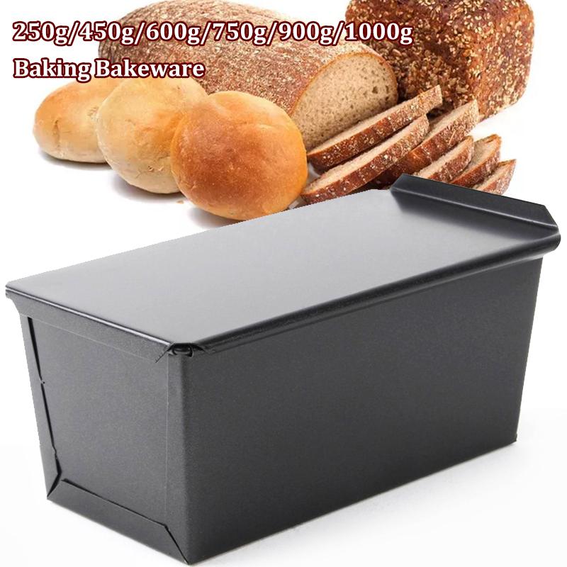 250 - 1000g Rectangle Non-Stick Bread Loaf Meatloaf Pan With Lid Iron Toast Cake Mold Kitchen Bakeware Baking Supplies