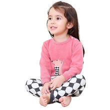 Load image into Gallery viewer, nanjiren Baby suit boys and girls plus velvet thermal underwear pajamas set gold velvet baby to keep warm
