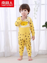 Load image into Gallery viewer, nanjiren Baby suit boys and girls plus velvet thermal underwear pajamas set gold velvet baby to keep warm
