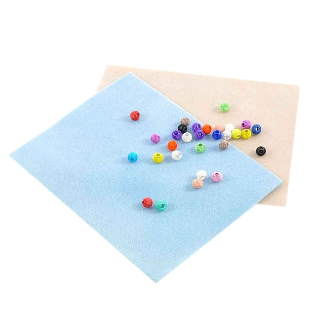 2PCs Doreen Box Bead Mats Jewelry Beading Tool Non-slip  Blue Brown Random Color Flocking Sponge Polyester Mesh Mat, 30x23cm