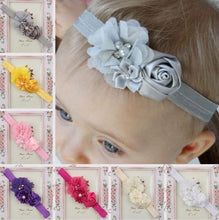 Load image into Gallery viewer, Baby Floral Headband Infant Hair Headwear Headwrap Toddlers Ribbon Kids  Pearl Turban Hair Accessories Children Gift
