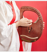 Load image into Gallery viewer, Reindeer 19 Strings  Wooden Mahogany Lyre Harp  Musical Instrument 16 trings with Pickup Tuning Tool Cleaning Cloth
