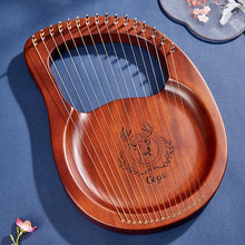Load image into Gallery viewer, Reindeer 19 Strings  Wooden Mahogany Lyre Harp  Musical Instrument 16 trings with Pickup Tuning Tool Cleaning Cloth
