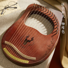 Load image into Gallery viewer, Reindeer 19 Strings  Wooden Mahogany Lyre Harp  Musical Instrument 16 trings with Pickup Tuning Tool Cleaning Cloth
