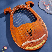 Load image into Gallery viewer, Reindeer 19 Strings  Wooden Mahogany Lyre Harp  Musical Instrument 16 trings with Pickup Tuning Tool Cleaning Cloth
