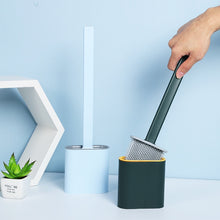 Load image into Gallery viewer, Silicone Wc Toilet Brush Flat Head Flexible Soft Bristles Brush with Quick Drying Holder Set for Bathroom Accessory Gap Cleaning
