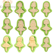 Load image into Gallery viewer, 12 Lovely Little Girls Series 3D Silicone Arts Molds Cake Topper Decorating Tools Sugarcraft Mould for Chocolate Candy Clay
