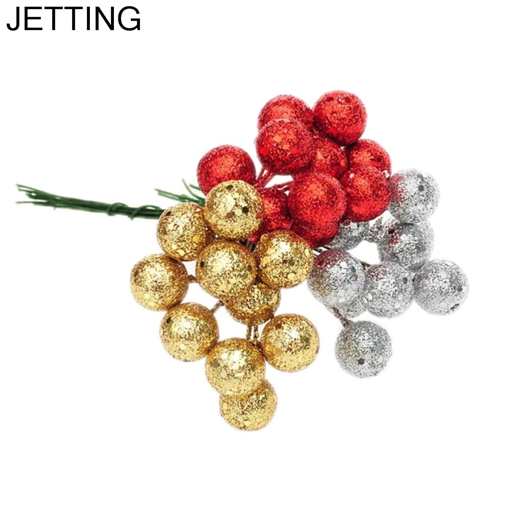 10Pcs/lot Red Sliver Gold Christmas Tree Hanging Baubles Fruit Ball Event Party Christmas Decoration Ornament